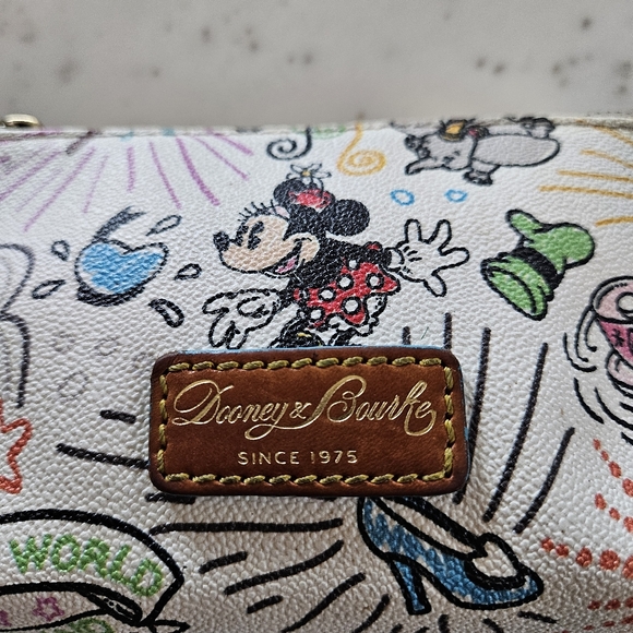 Dooney & Bourke Cream Disney Sketch Zip Pouch with Multicolor Accents - Picture 4 of 11